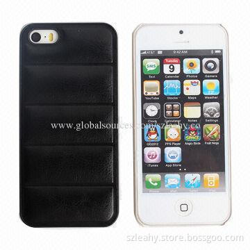 Rubber PC Case for iPhone 5, with PU Leather Stick, Various Colors are Available
